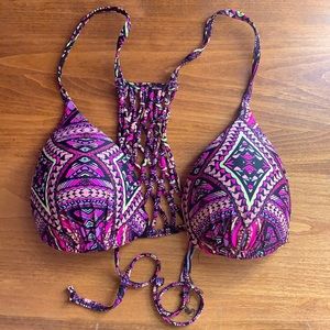 Coral Bikini Top with Strappy Back